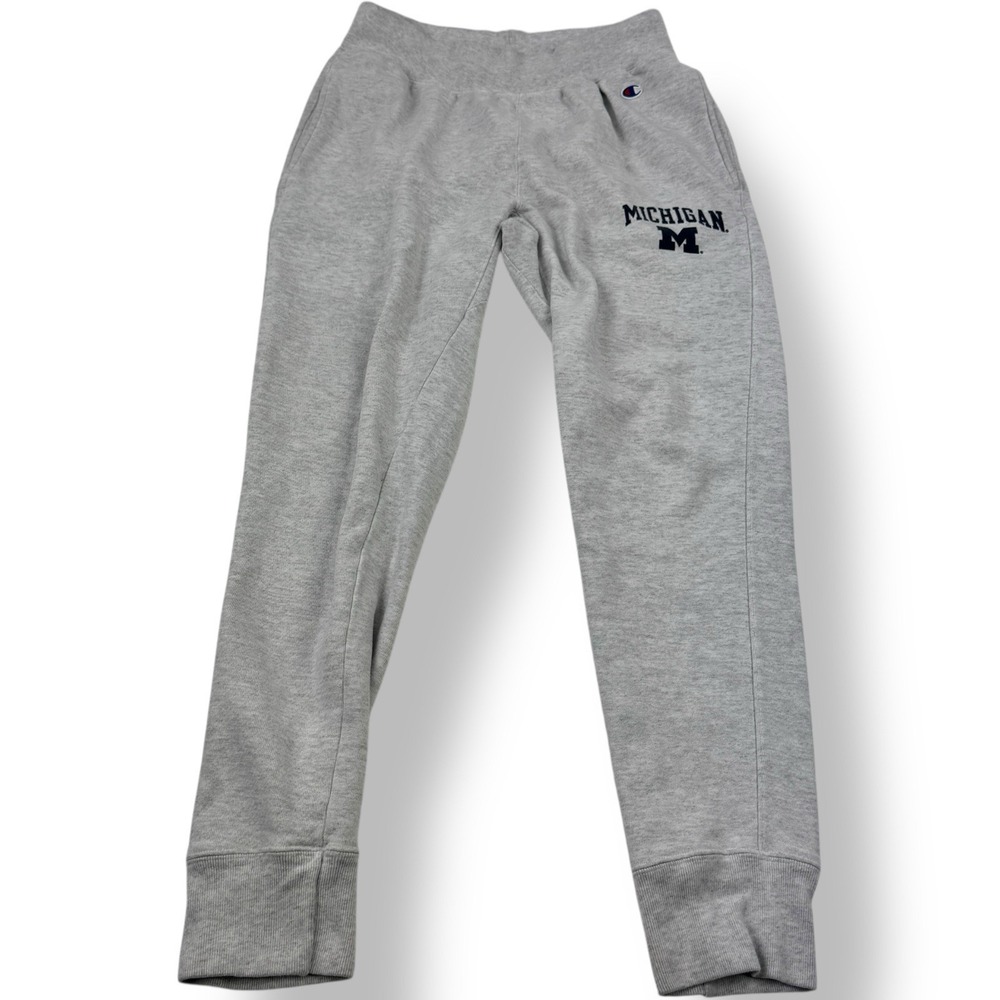 Champion Gray Reverse Weave Jogger Sweatpants University of Michigan Medium